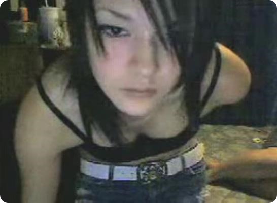 Emo teen flashing her tits on her webcam